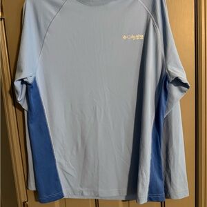 Columbia Men’s Light Blue Long Sleeve Performance Tee with Blue Panels